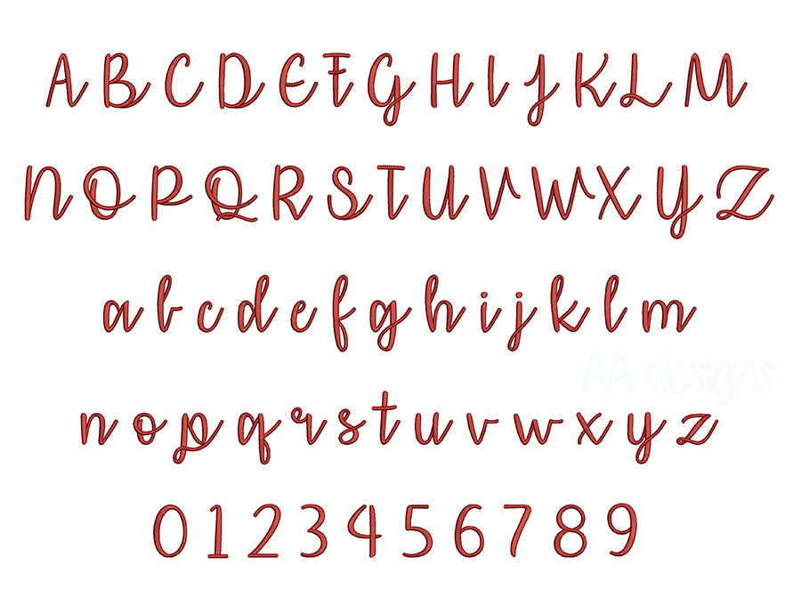Affection 3D puff embroidery digital font. PES DST BX embroidery file for instant download