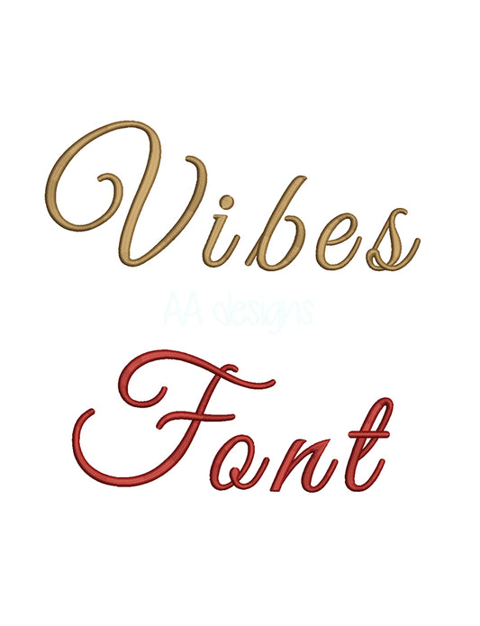 Vibes 3D puff embroidery digital font. PES DST BX embroidery file for instant download.