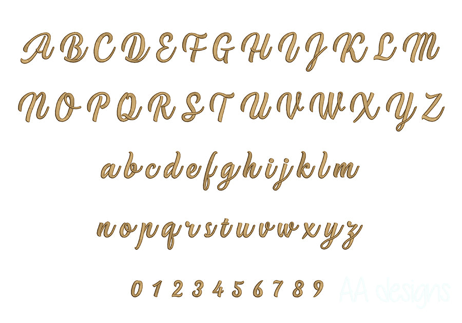 Handy 3D puff embroidery digital font. PES DST BX embroidery file for instant download