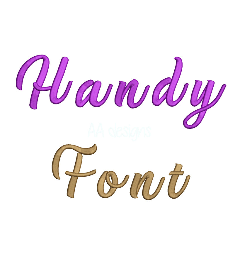 Handy 3D puff embroidery digital font. PES DST BX embroidery file for instant download