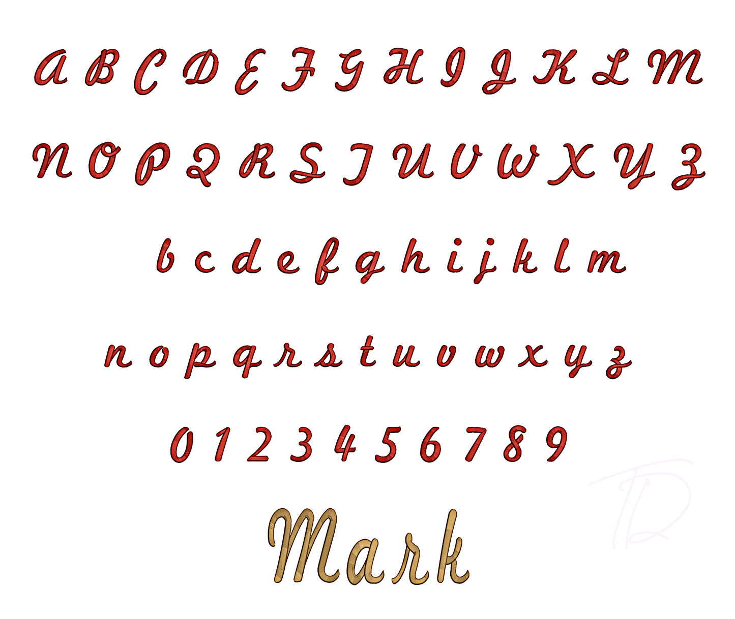 Marketing 3D puff embroidery digital font