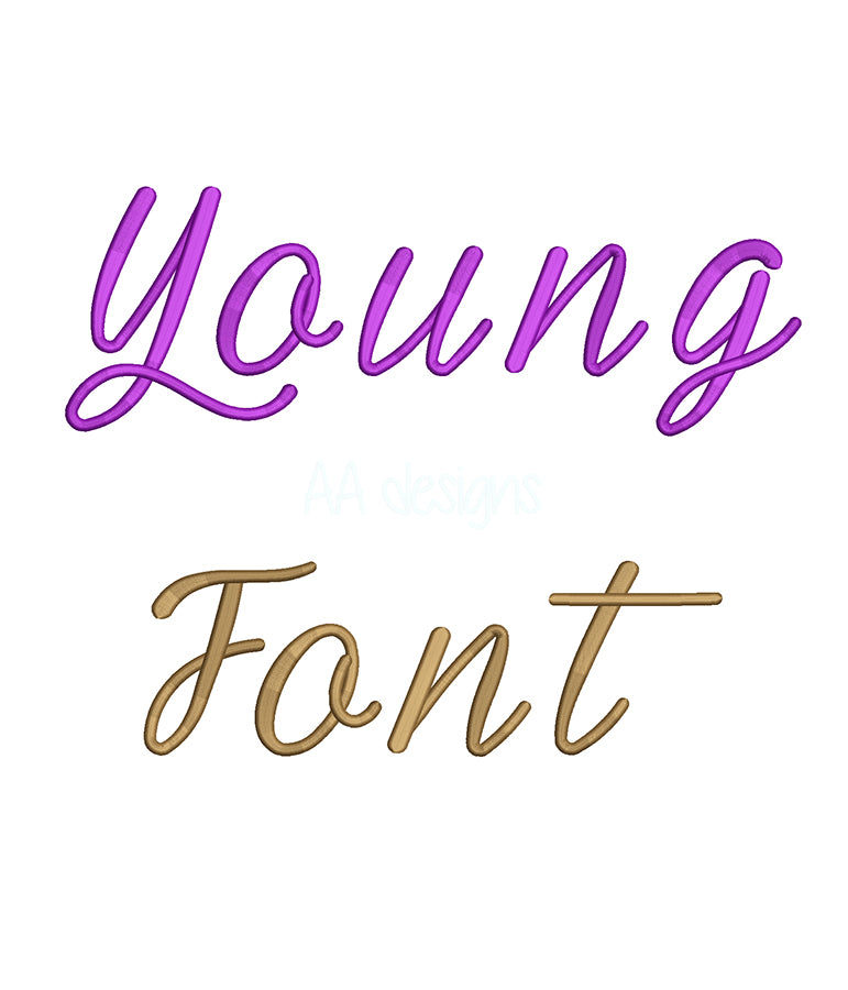 Young 3D puff embroidery digital font. PES DST BX embroidery file for instant download