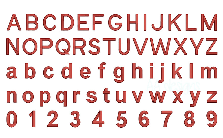 Square 3D puff embroidery digital font