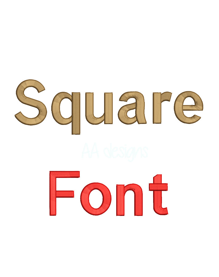 Square 3D puff embroidery digital font