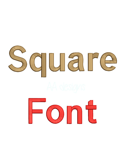 Square 3D puff embroidery digital font