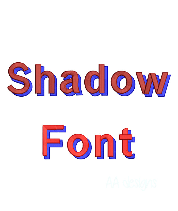 Shadow 3D puff embroidery digital font