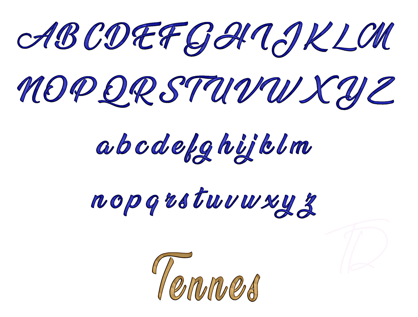 Tennessee 3D puff embroidery digital font. PES DST BX embroidery file for instant download