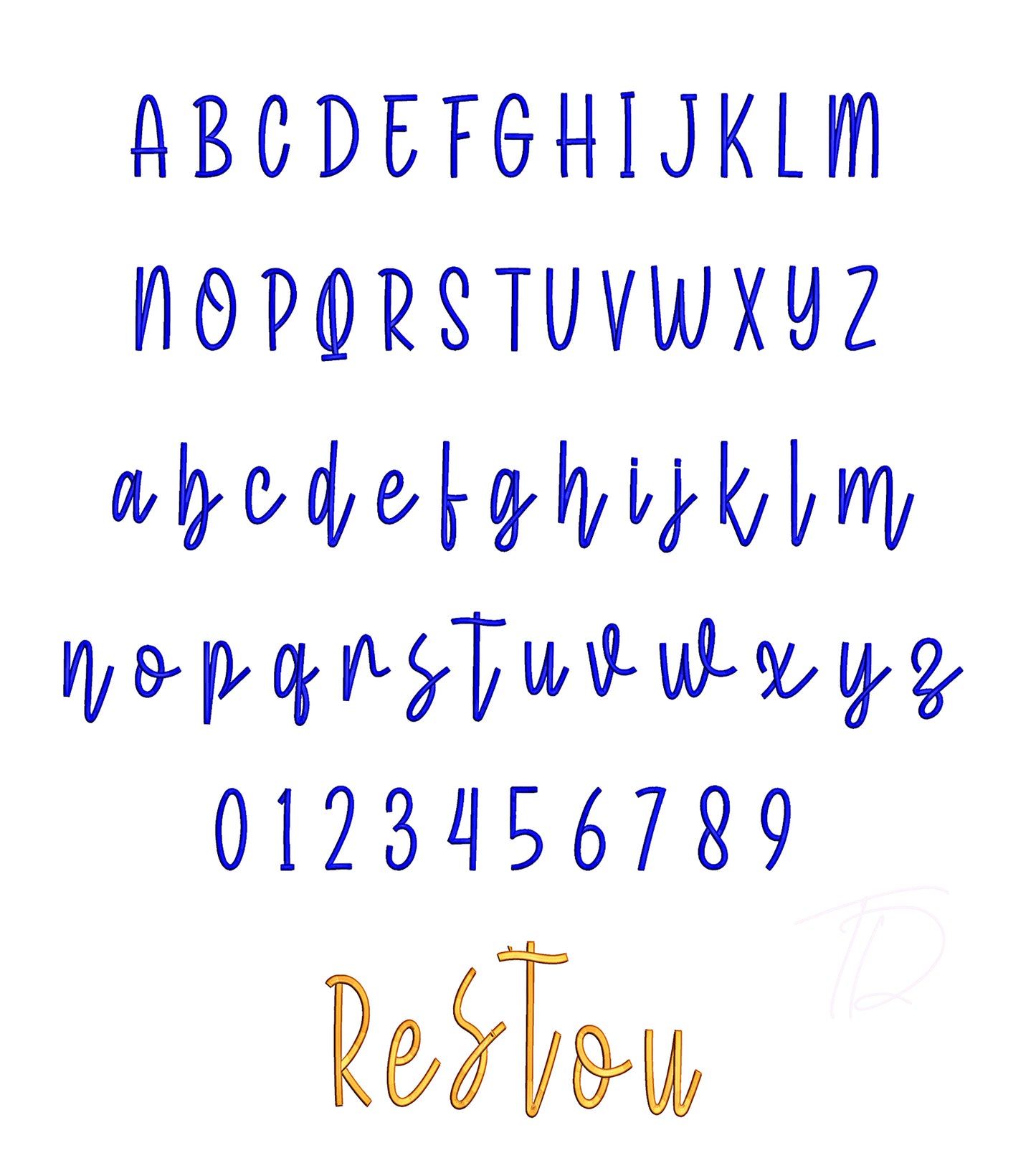 Restock 3D puff embroidery digital font
