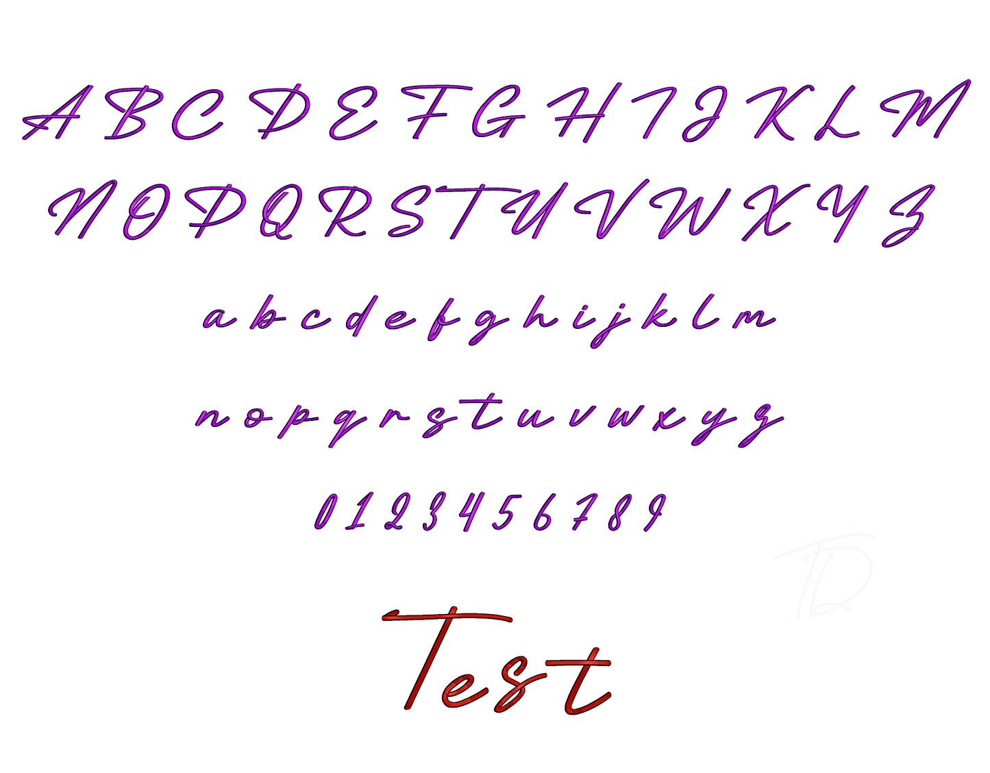 Testimonial 3D puff embroidery digital font