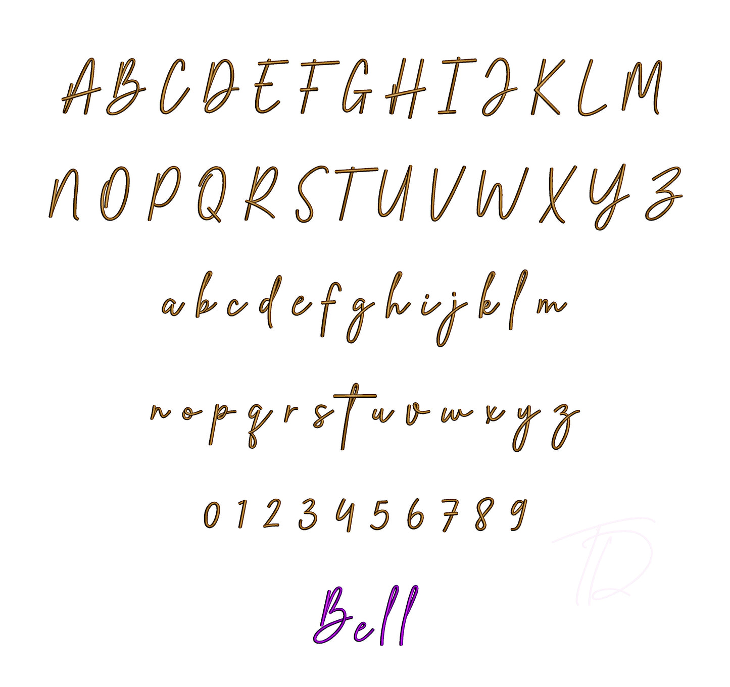 Bellina3D puff embroidery digital font