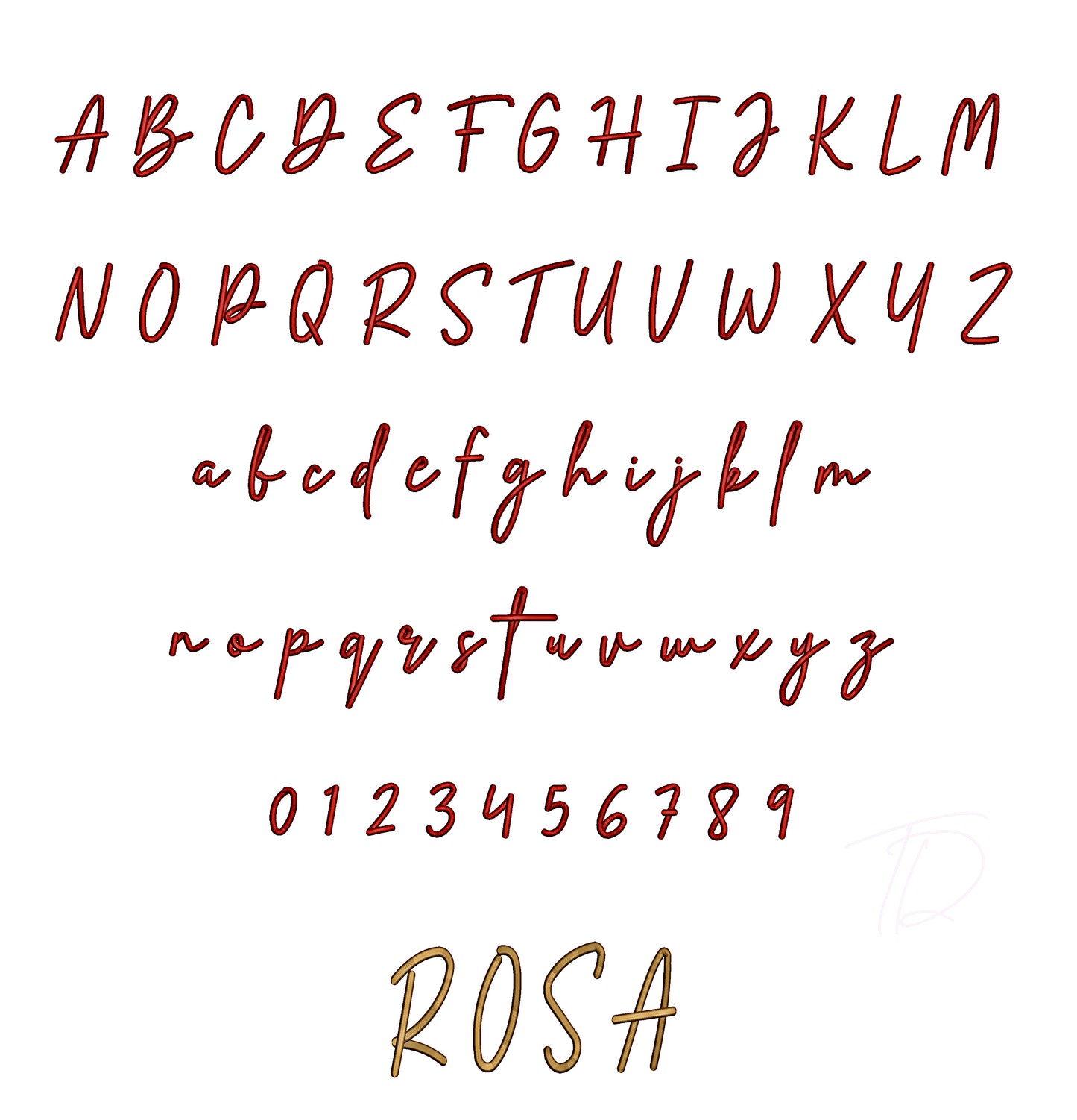 Rosabella3D puff embroidery digital font