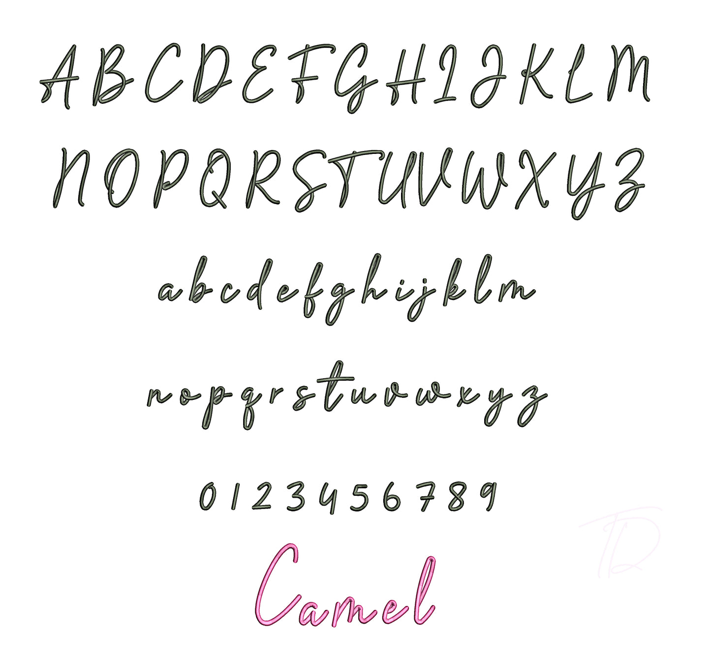 Camellia 3D puff embroidery digital font