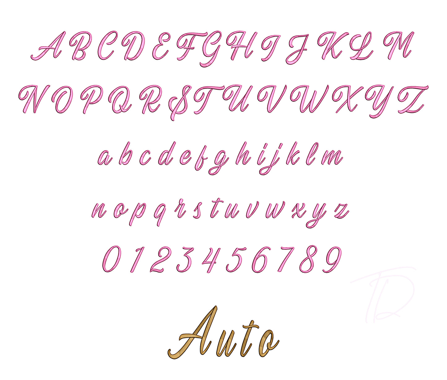 Auto gate 3D puff embroidery digital font