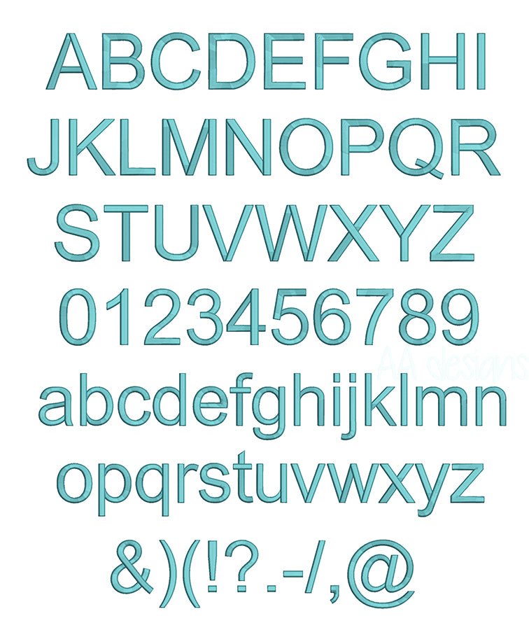 Arial 3D puff embroidery digital font