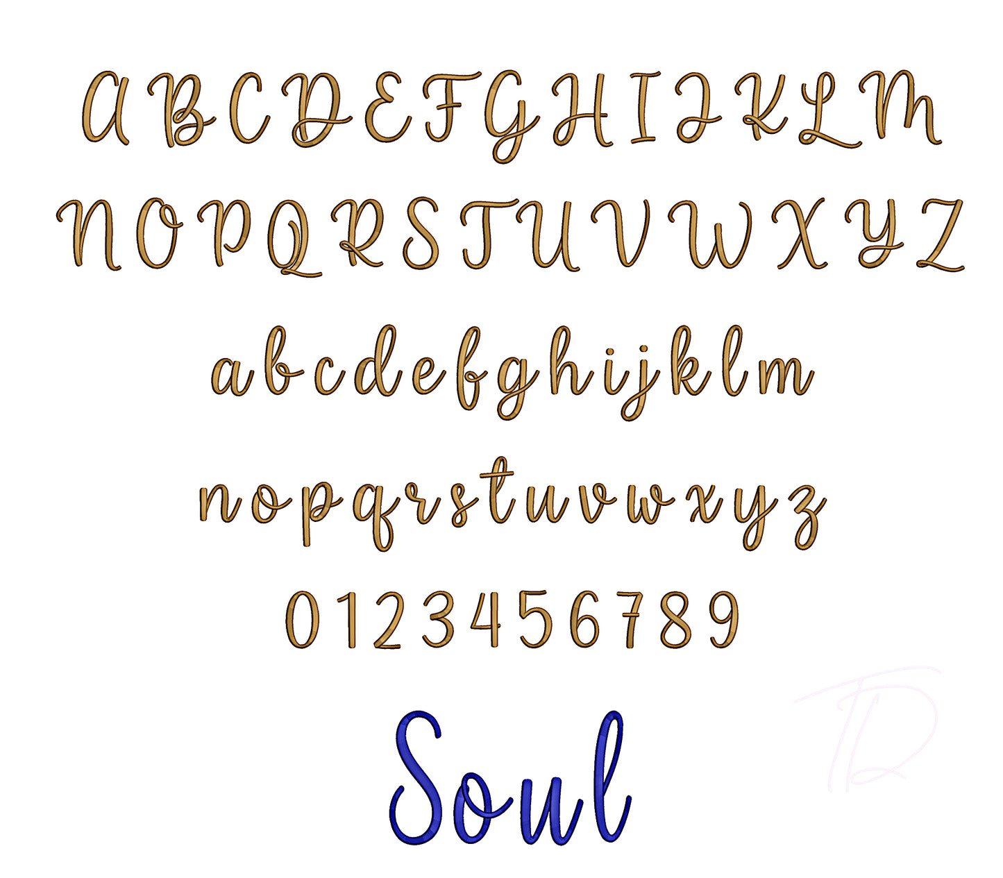 Soulful 3D puff embroidery digital font