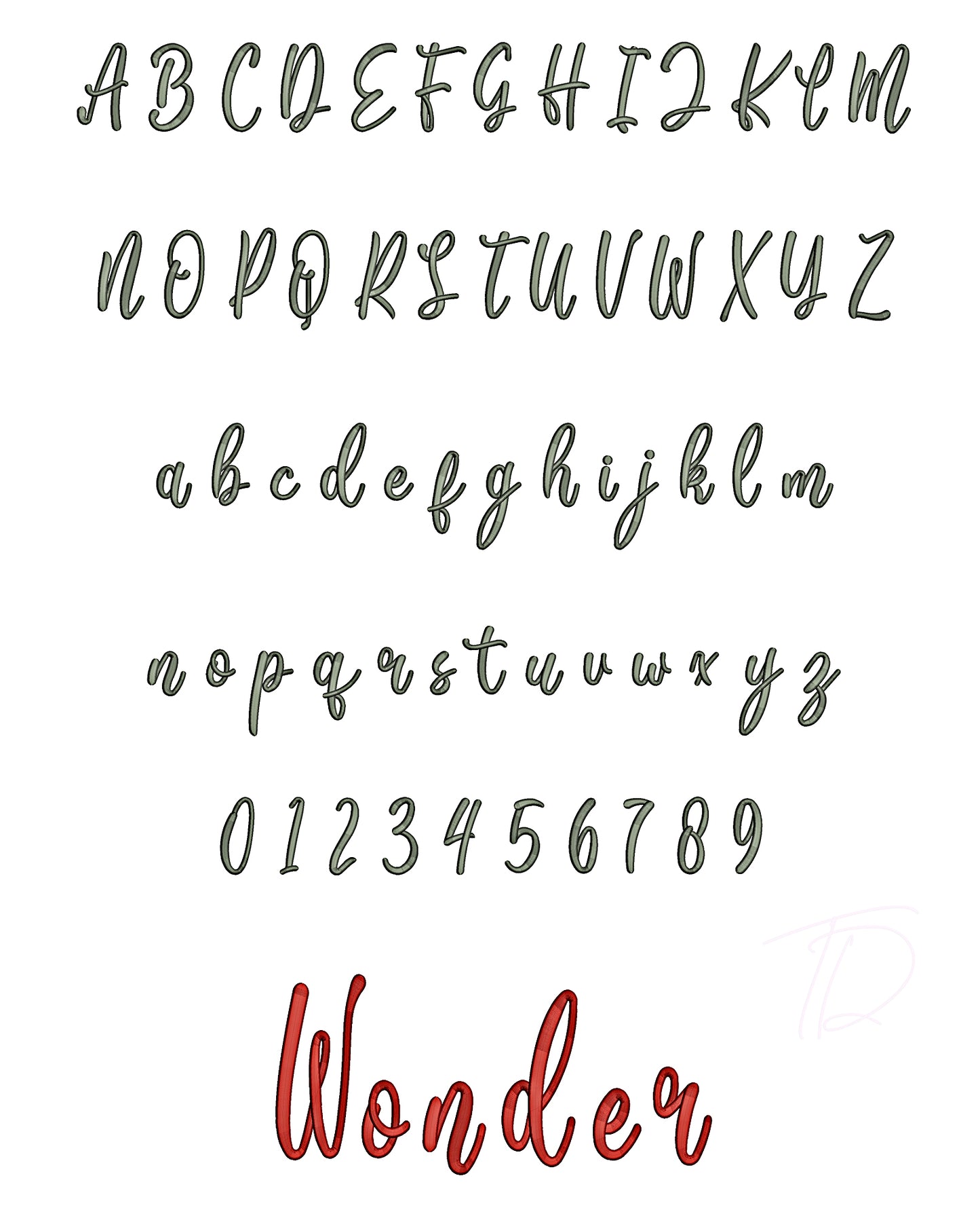 Wonder 3Dpuff embroidery digital font. Machine embroidery font 3D puff foam. PES DST BX and all files for embroidery machine