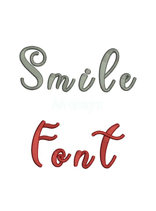 Smile 3D puff embroidery digital font. Machine embroidery font in 3D puff foam. PES DST BX and all files for embroidery machine