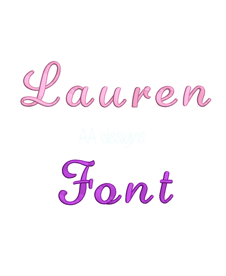 Lauren 3D puff embroidery digital font. Machine embroidery font in 3d puff foam. PES DST BX and all files for embroidery machine