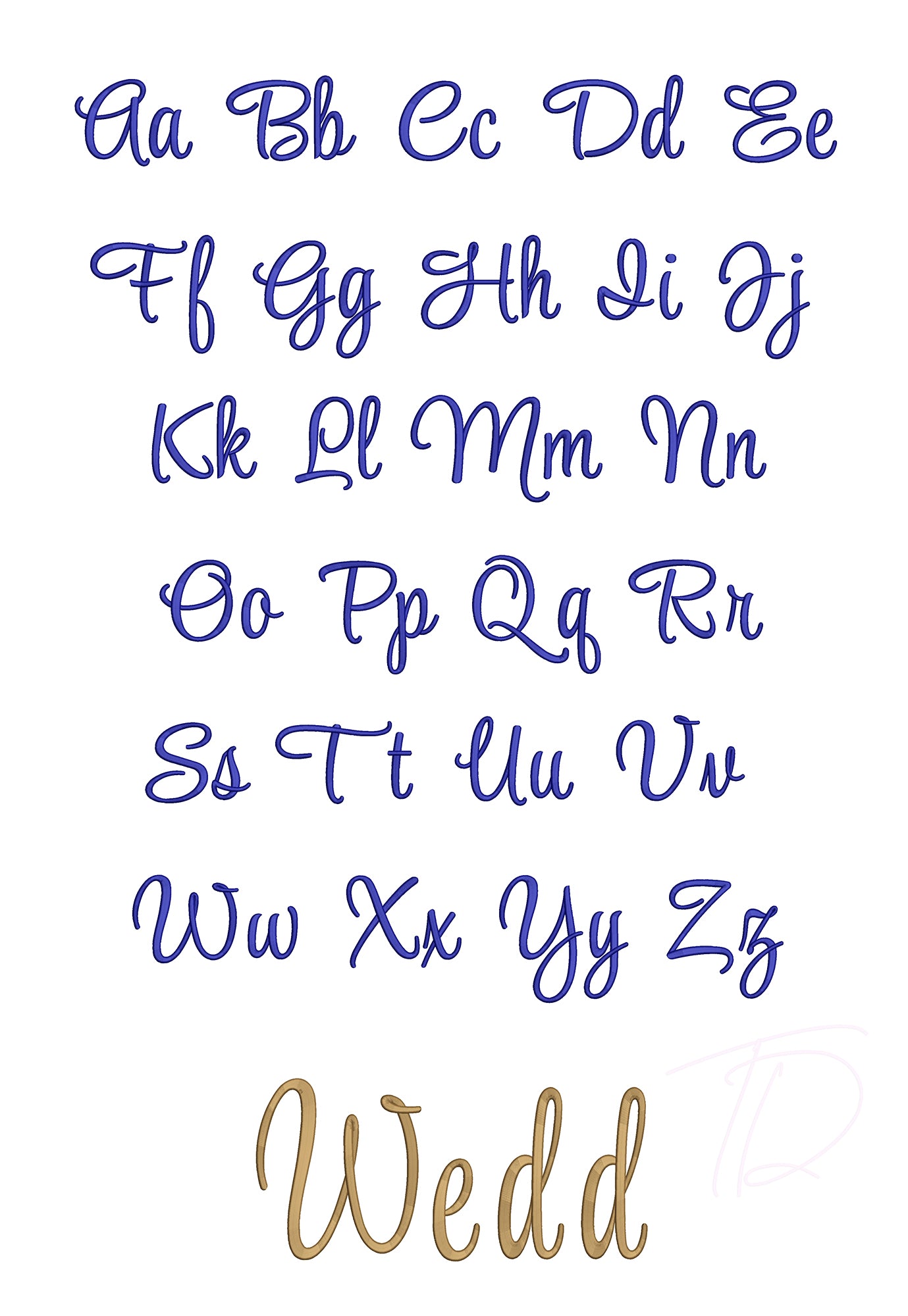 Wedding 3D Puff Embroidery Font | BX PES DST Instant Download