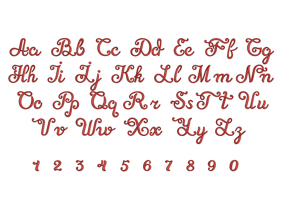 Vintage 3D puff embroidery digital font