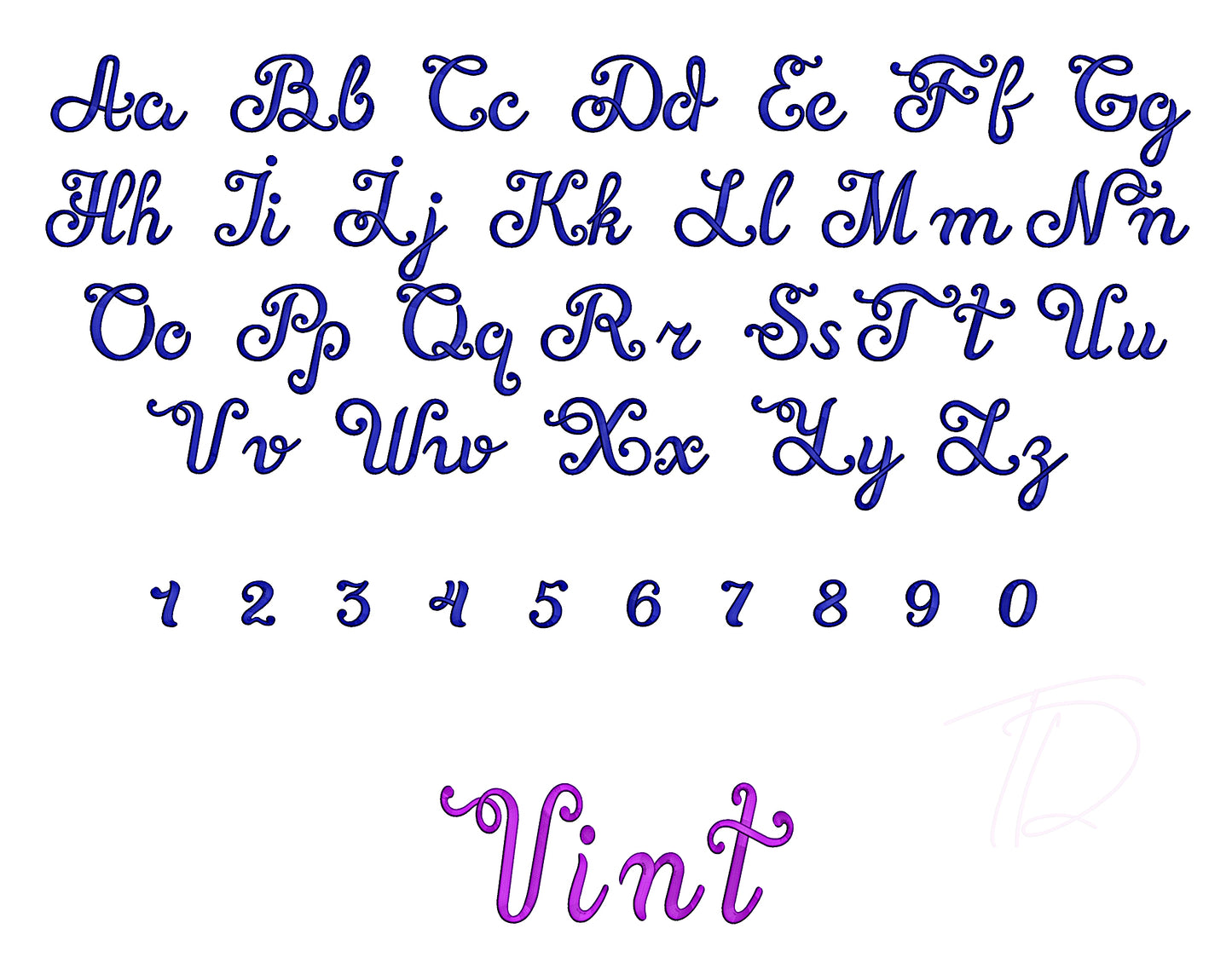 Vintage 3D puff embroidery digital font