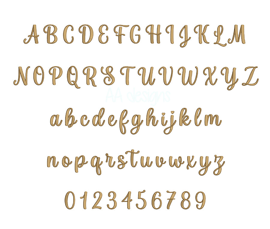 Sophia 3D puff embroidery digital font