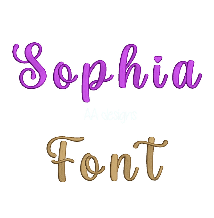 Sophia 3D puff embroidery digital font