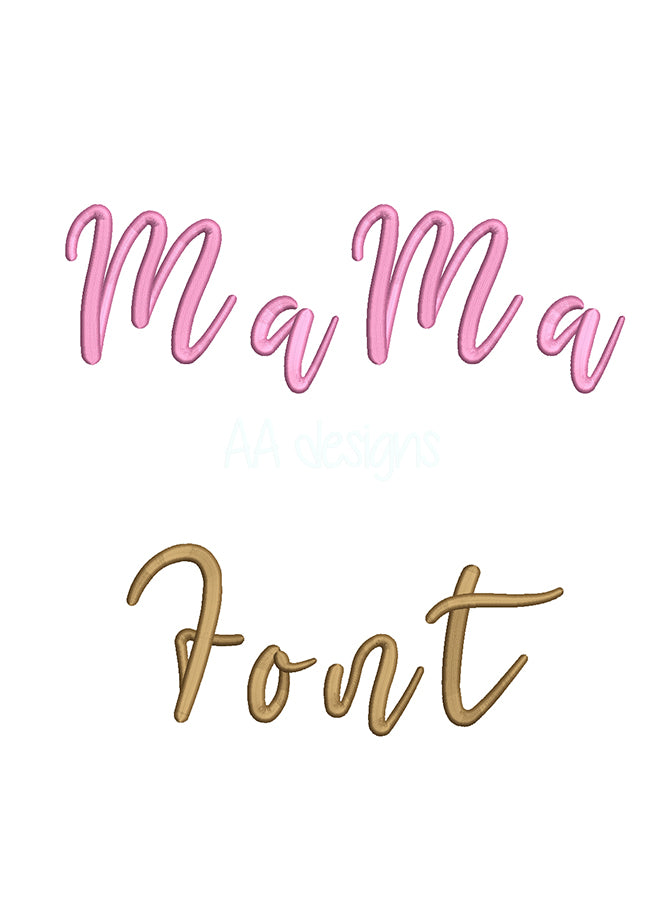 Mama 3D puff embroidery digital font