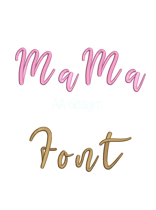 Mama 3D puff embroidery digital font