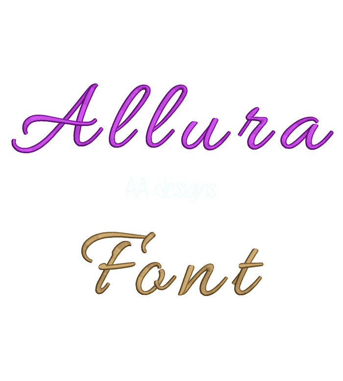 Allura 3D puff embroidery digital font