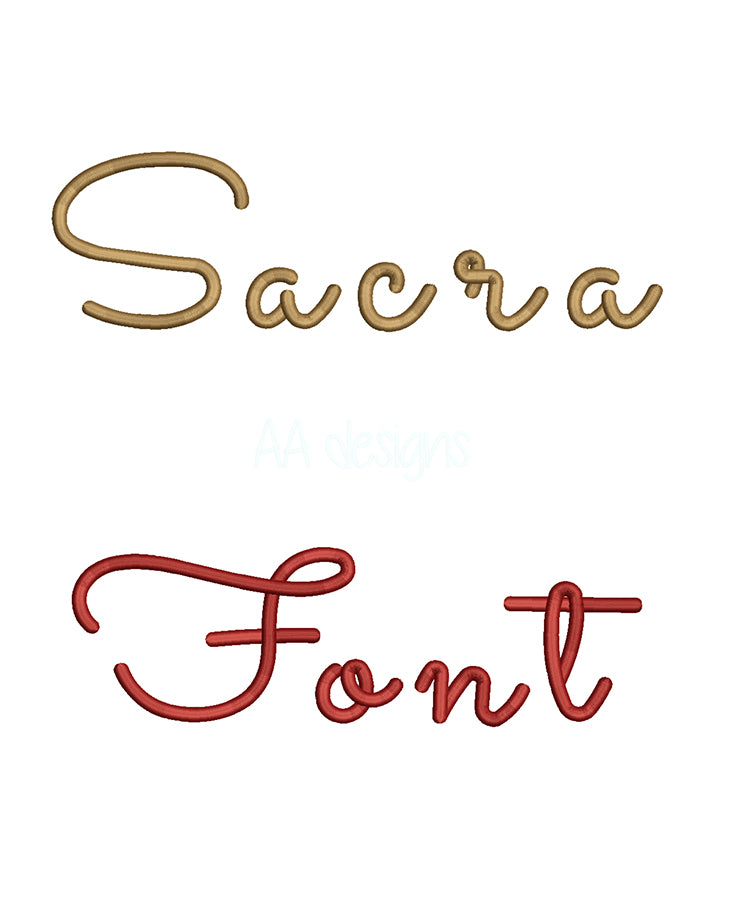 Sacra 3D puff embroidery digital font