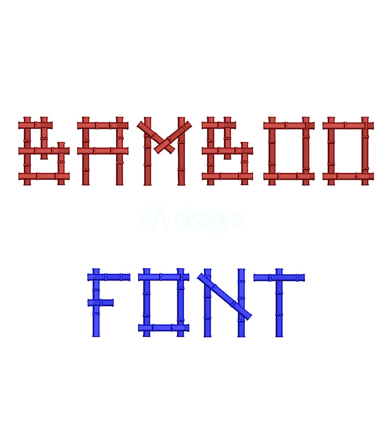 Bamboo 3D puff embroidery digital font. Machine embroidery font in 3D foam. PES DST BX embroidery file for instant download