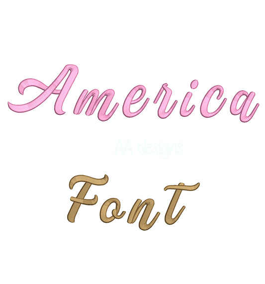 America 3D puff embroidery digital font
