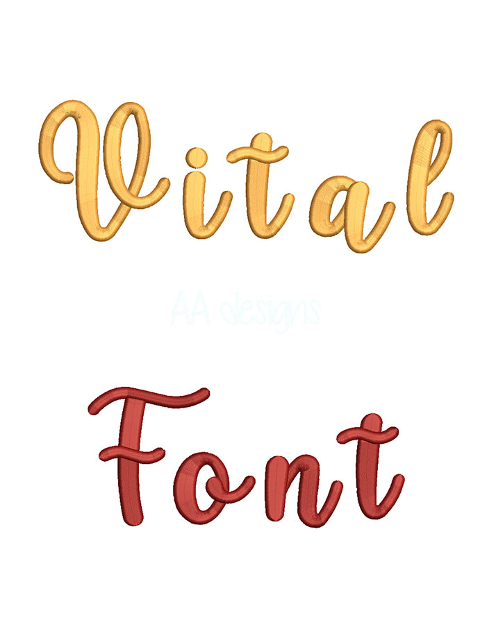Vital 3D puff embroidery digital font