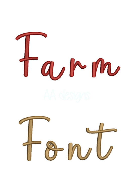 Farm 3D puff embroidery digital font