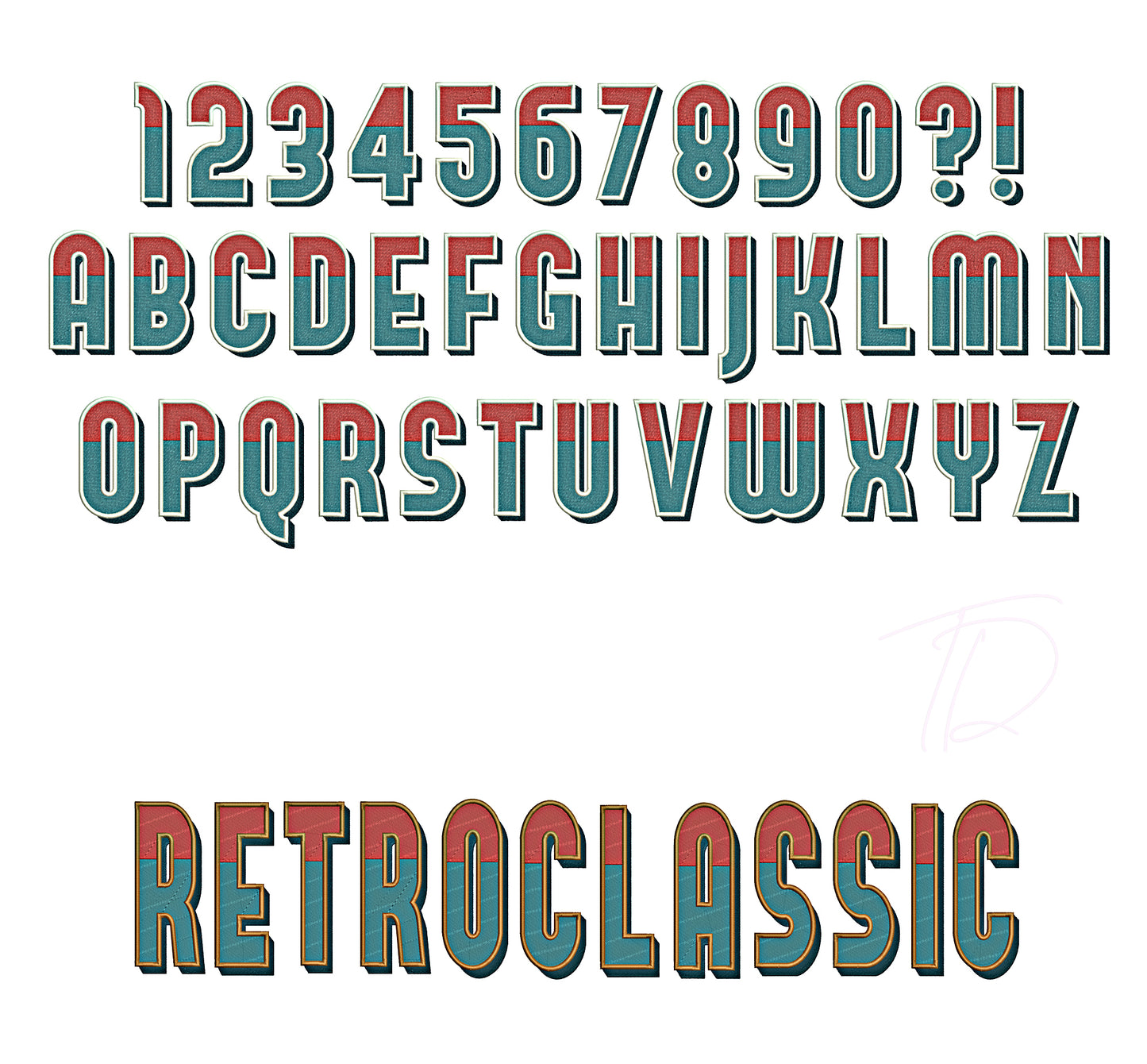 RetroClassic embroidery font