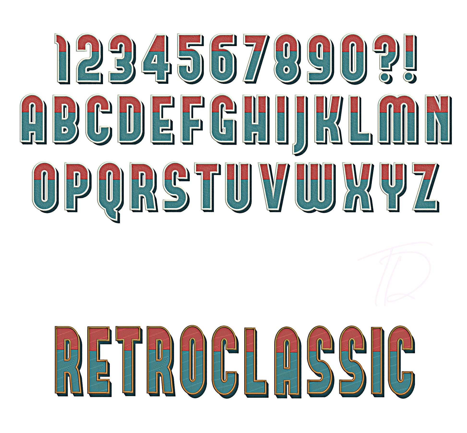 RetroClassic embroidery font