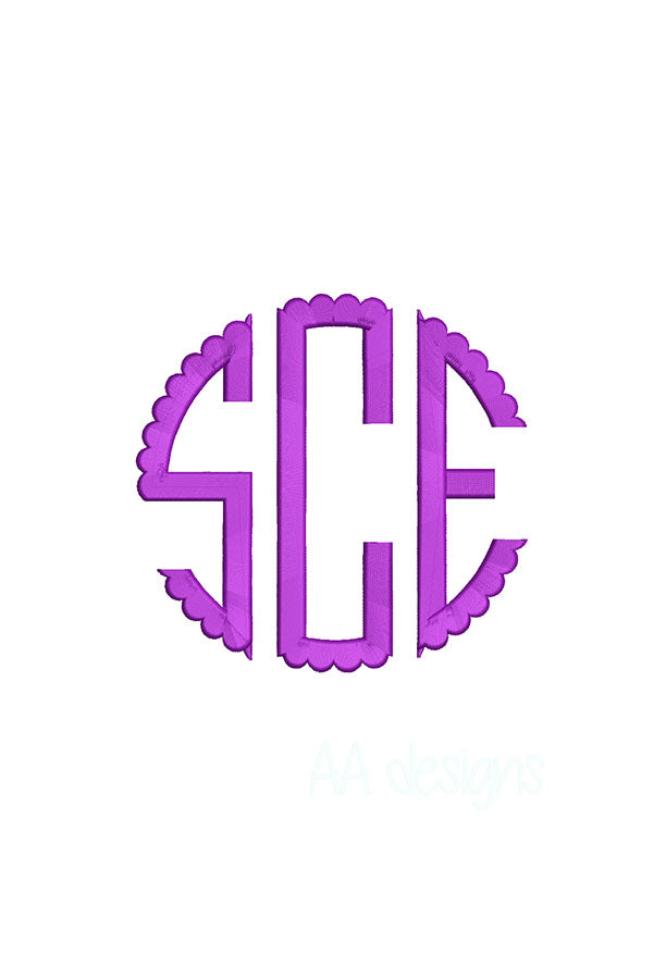 Scalloped Circle Monogram Embroidery Design