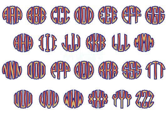 Scallop Baseball Fill Embroidery Font | BX PES DST Instant Download