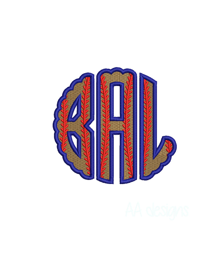 Scallop Baseball Fill Embroidery Font | BX PES DST Instant Download