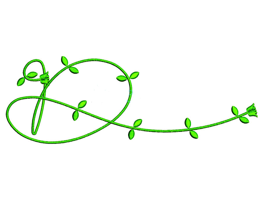 Botanical Vine Embroidery Font | Leafy Script Alphabet | BX PES DST