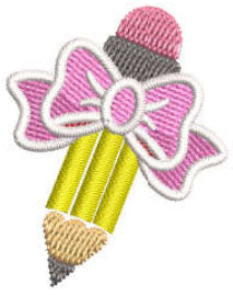 Bow Pencil embroidery design - sample stitch out