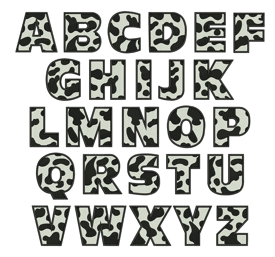 Cow print Embroidery Font BX