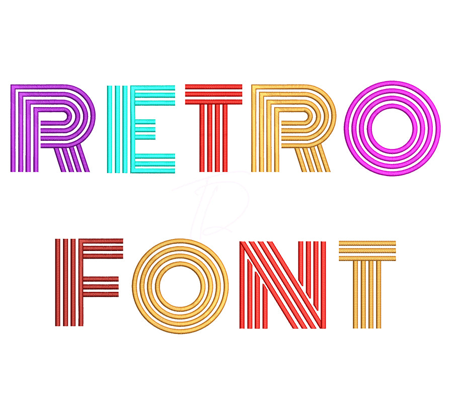 Disco Retro Embroidery Digital Font