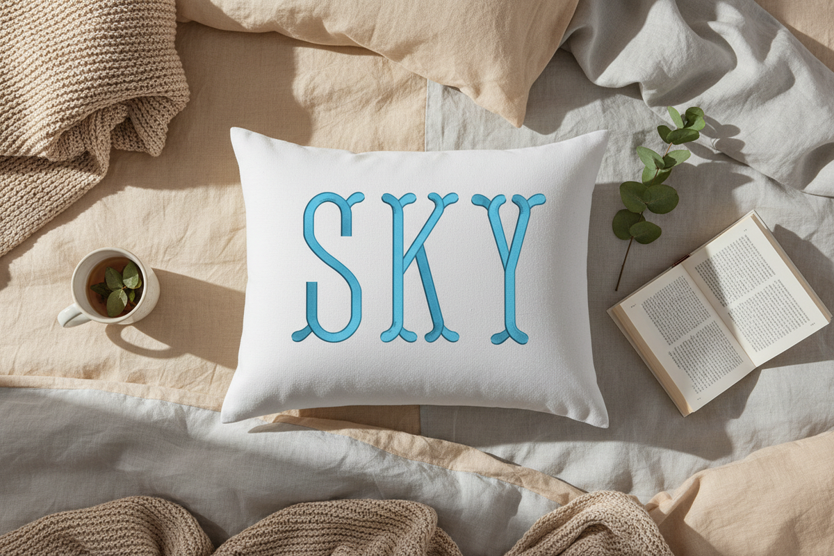 Fishtail embroidery font for instant download