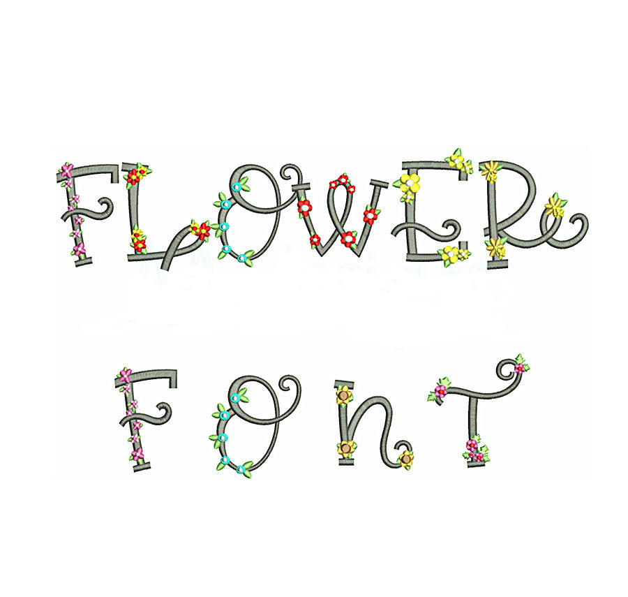 Flower Embroidery Font BX – Whimsical Vine Letters