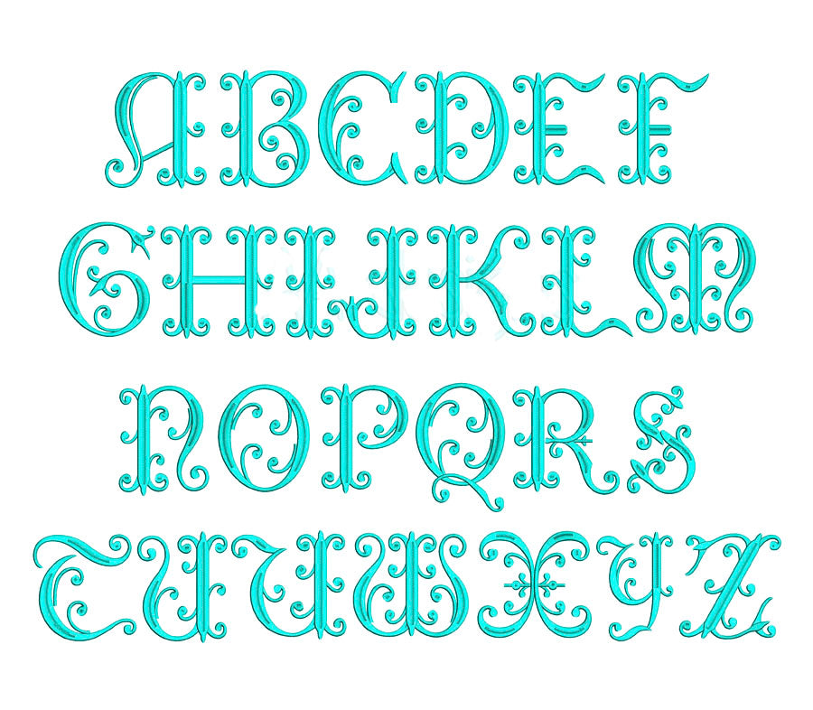 Gothic Embroidery Digital Font for Embroidery