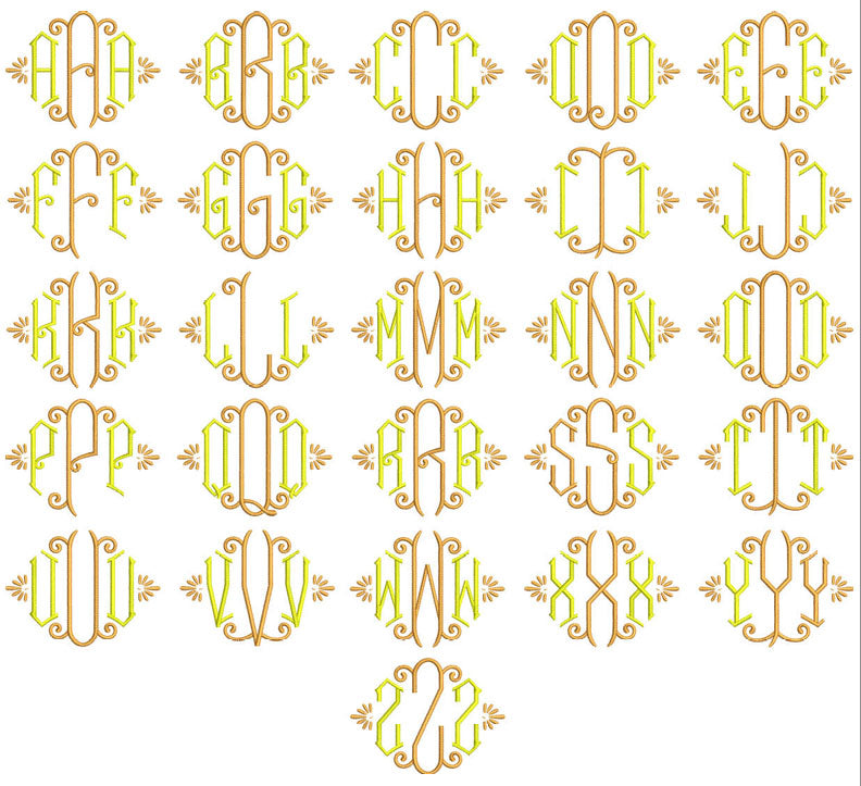 Helios Monogram Embroidery Font – 3 Sizes | Instant Download