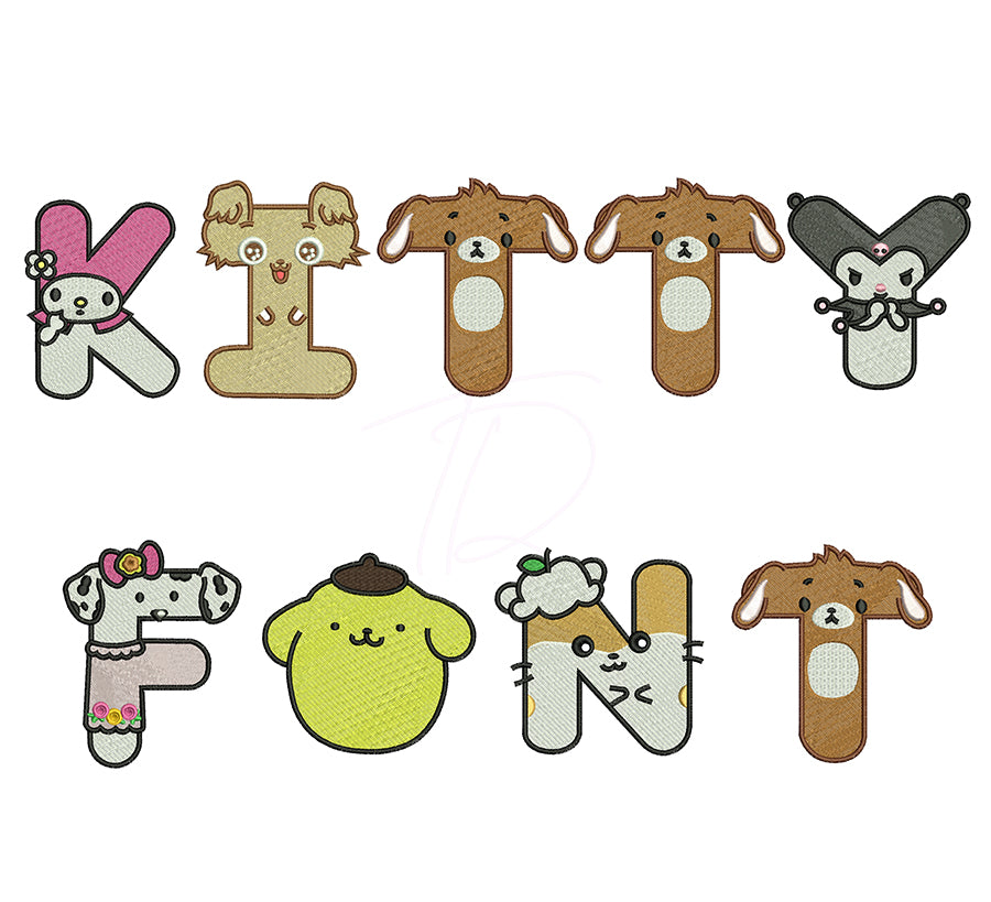 Kitty Embroidery Font for Baby. BX format included.