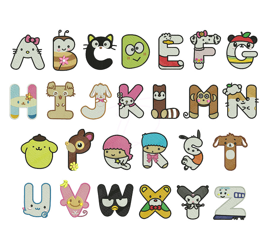 Kitty Embroidery Font for Baby. BX format included.